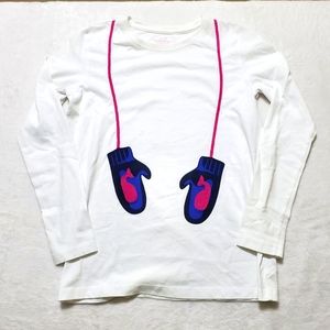 Vinyard Vines White Long Sleeve Tee Whale Mittens Girls 14